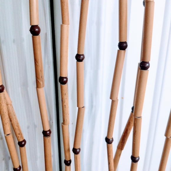Vintage 70's Bamboo Wood Curtain Door Tiki  Bar Decor 35” x 70” Boho Hippie Hips - Picture 3 of 17